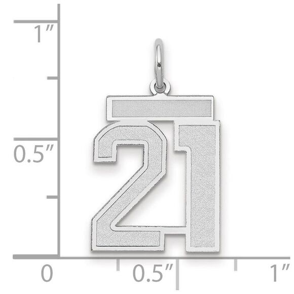 14k White Gold, Jersey Collection, Medium Number 21 Pendant - Picture 2 of 3